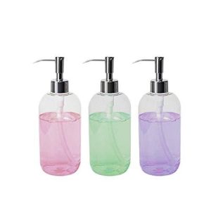 (3 Pack) 16 Ounce Soap Dispenser Bottles Clear Plastic Countertop Lotion-Soap Pump Bottles for Liquid Organic Soap Hand Dispensers Kitchen and Bathroom Soaps Shampoo and Lotions