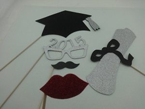 5 Pc Graduation 2015 Glasses Photo Booth Props Mustache On A Stick Xmas Christmas