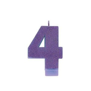 #4 Glitter Birthday Candle | Purple | Party Supply