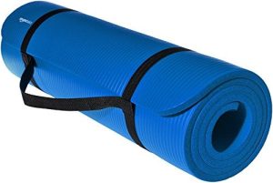 Basics Extra Thick Exercise Yoga Gym Floor Mat with Carrying Strap - 74 x 24 x .5 Inches, Blue