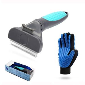 Beiker Dog Deshedding Brush Set for Dogs & Cats, Professional Pet Grooming Tool Kit and Gloves for Long/Short Large Cat Undercoat Hair Reduces Shedding by up to 98% Upgraded Self-Cleaning Button