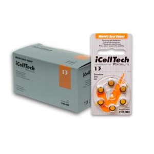 60 iCellTech Hearing Aid Batteries Size: 13 + Battery Caddy
