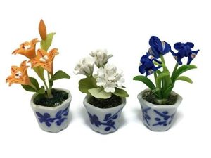 3Pc Miniature Clay Flower Dollhouse Fairy Garden Mini Plant Trees Ceramic Paint Furniture Bundles Artificial Flowers Orchid #056
