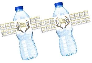 15Ct Merry Christmas Deer Antlers Water Bottle Party Decoration Stickers / Labels