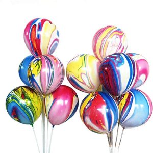 50 Pcs Rainbow Agate Marble Latex Balloons, Color Marble Tie Dye Swirl Effect Easter Balloons For Easter Decoration, Wedding, Birthday Party Decor