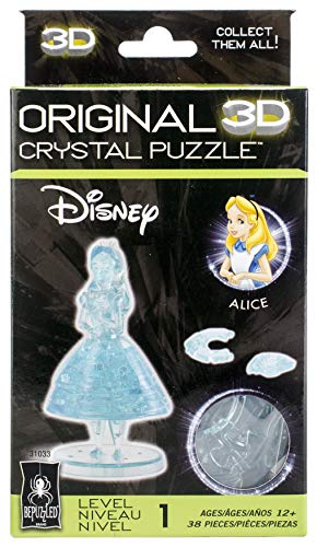 Bepuzzled Original 3D Crystal Jigsaw Puzzle - Disney Alice In Wonderland Brain Teaser, Fun Decoration For Kids Age 12 And Up, 38 Pieces (Level 1)
