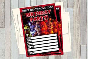 12 FIVE NIGHTS AT FREDDY'S Birthday Invitations (12 5x7in Cards, 12 matching white envelopes)