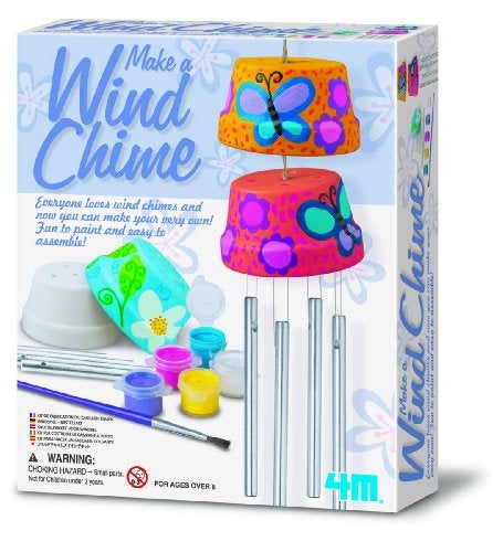 4M Make A Wind Chime Kit - Arts & Crafts Construct And Paint A Wind Powered Musical Chime Diy Gift For Kids, Boys & Girls