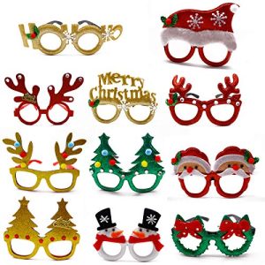 11 Pieces Various Styles Of Christmas Glitter Party Glasses, Creative Funny Glasses For Christmas Holidays, Christmas Decoration Costume Eyeglasses, Christmas Party Glasses Frame