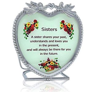 BANBERRY DESIGNS Sisters Candle Holder with Touching Poem - Heart Shaped Glass and Metal with Angels and Flowers - Inspirational Message Gift for Sister