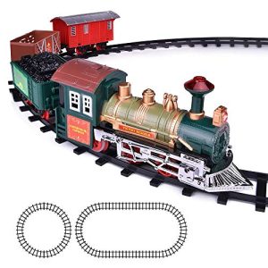 Artcreativity Deluxe Train Set For Kids - Battery-Operated Toy With 4 Cars And Tracks - Durable Plastic - Cute Christmas Holiday Train For Under The Tree, Great Gift Idea For Boys, Girls, Toddlers