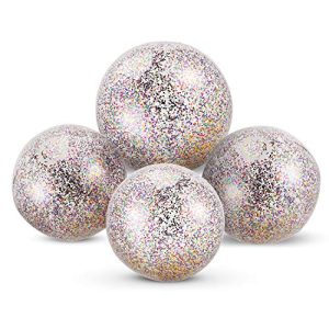 Chuangdi 4 Pieces Glitter Beach Ball Confetti Beach Ball Inflated Party Ball For Summer Beach Favor (16 Inch-3 Pieces, 24 Inch-1 Piece)