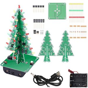 3D Xmas Tree Soldering Project Electronic Diy Kit Upgraded 7 Color Flashing Led Pcb Solder Assemble Kit Season Decoration Creative Gift