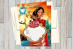 12 ELENA OF AVALOR Birthday Invitations Style 1 (12 5x7in Cards, 12 matching white envelopes)