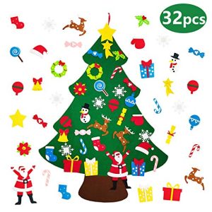 32Pcs Felt Christmas Tree - 3.1Ft Diy Christmas Felt Tree For Kids Felt Christmas Tree For Toddlers