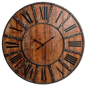 30 Rustic Wood Plank and Metal Frameless Farmhouse Wall Clock