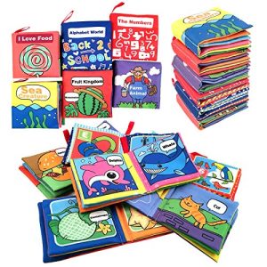 Cloth Book For Baby Soft Activity Books For Baby, Toddler, Infant Travel Toys- Let'S Learn Together, Educational Toy For Boy & Girl, Touch And Feel Crinkle Book, Shower Gift For Baby, Pack Of 6