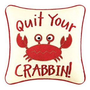 10??? Embroidery Linen Pillow, Crabbin