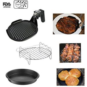 Air Fryer Accessories Set, Grill pan, Grill Rack with Skewers + FREE eCOOKBook & FREE Versatile Mini-Pan. Compatible With 3.5L or larger Air Fryers from Cozyna, GoWiSe, Della, Emerald, Ensue & more