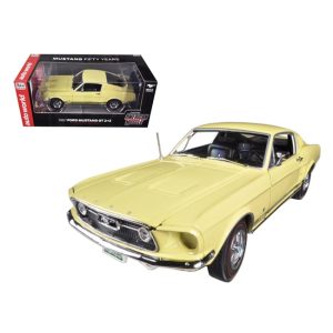 1967 Ford Mustang 2+2 GT Aspen Gold Limited to 1250pc 50th Anniversary 1/18 Diecast Car Model by Autoworld