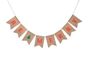 Fecedy Alphabet Be Merry Burlap Banner For Christmas Day Happy New Year Party Decorations