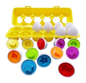 J-Hong Matching Eggs - Toddler Toys - Educational Color & Recognition Skills Study Toys, For Learn Color & Shape Match Egg Set, For Age 2 Years Old And 2 Years Up Kid Baby Toddler Boy Girl. (12 Eggs)