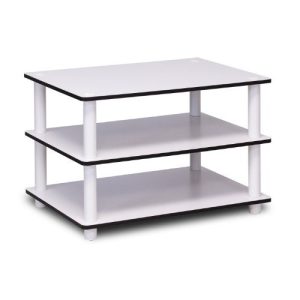 Furinno 11173 Just 3-Tier No Tools Coffee Table, White w/White Tube