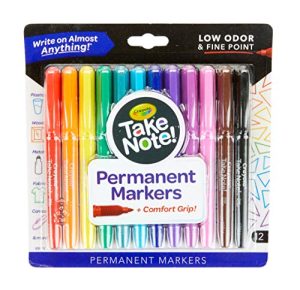 Crayola Take Note Permanent Marker, Fine Pt., Assorted Colors, School Supplies, 12 Count
