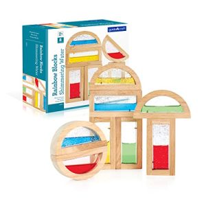 Guidecraft Rainbow Blocks - Shimmering Water: Creative Colorful Learning and Educational, Construction Building Toys Set for Kids - Stacking Blocks
