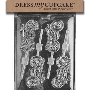 Dress My Cupcake DMCK041 Chocolate Candy Mold, Motorcycle Lollipop