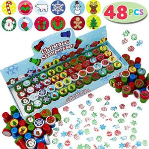 Joyin 48 Pieces Christmas Assorted Stamps Kids Self-Ink Stampers (12 Different Designs, Plastic Stamps) For Christmas Party Favors, Stocking Stuffers, Kids Crafts, School Prizes And Goodies