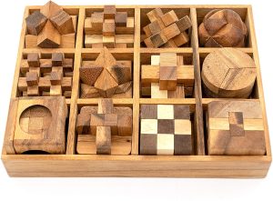 Fun Games For Adults 3D Wooden Puzzle Brain Teasers And Educational Games In Set Of 9 Wooden Puzzles To Challenging Puzzles For Adults And Brain Games For Kids Suit For Living Room Decorations Table