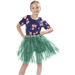 Girls Classic Layered Princess Tutu for Holiday Costumes, Fun Runs, and Everyday Wear Over Leggings (Child Size, Kelly Green)