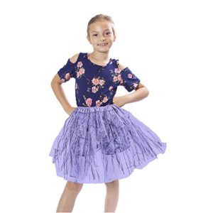 Girls Classic Layered Princess Tutu for Holiday Costumes, Fun Runs, and Everyday Wear Over Leggings (Child Size, Lilac)