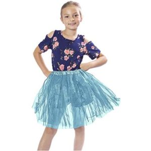 Girls Classic Layered Princess Tutu for Holiday Costumes, Fun Runs, and Everyday Wear Over Leggings (Child Size, Peacock Blue)