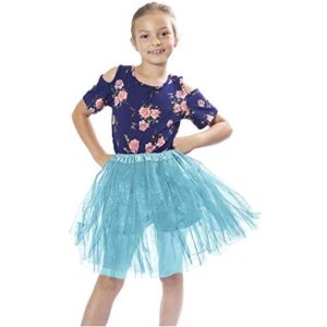 Girls Classic Layered Princess Tutu for Holiday Costumes, Fun Runs, and Everyday Wear Over Leggings (Child Size, Turquoise)