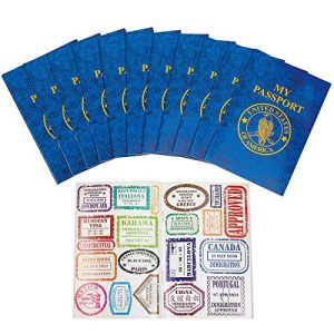 Kicko Passport Sticker Book For Boys And Girls - 12 Pack Pad Of Famous Places Motivational Treats, Party Favors, Game Prizes, Wall Decals, Scrapbooks, Collections, School Supplies, Arts And Crafts
