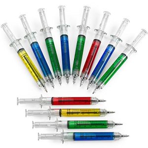 Kicko Syringe Pens - 12 Pack Multi-Color Syringe Pen - Writes In Blue Or Black Ink For Boys, Girls, Imaginary Doctor Play, School Supplies, Party Favors, Goody Bag Fillers And Prizes
